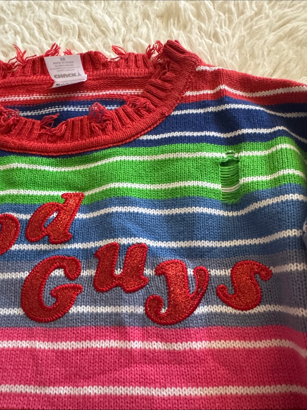 Chucky/ spirit XS women crop Multicolor Stripe Sweater - - Picture 5 of 5